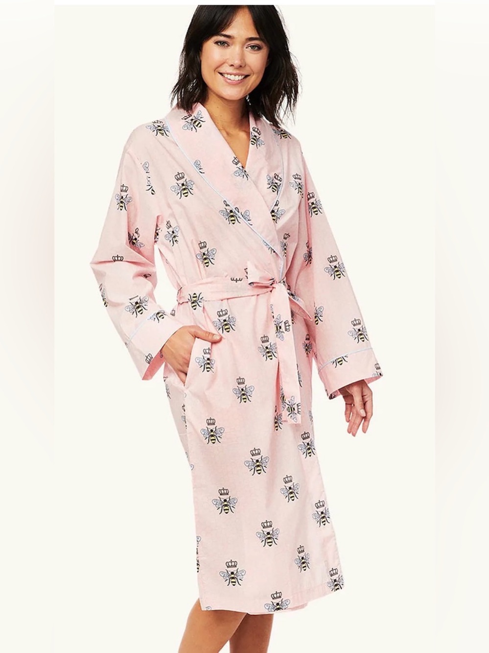 Queen Bee Luxe Pima Shawl Collar Robe in Pink by The Cat's Pajamas